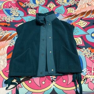 Teal Fleece Vest with Snap Buttons